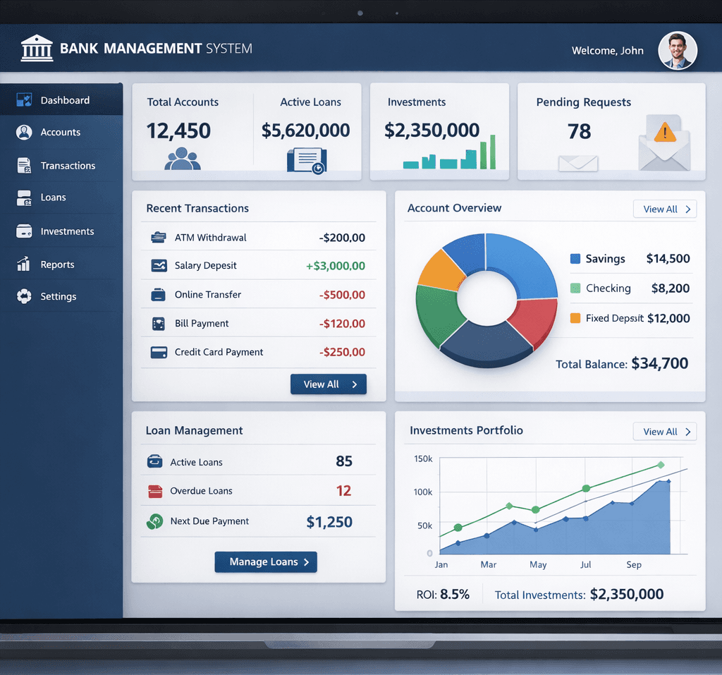 Bank Management System screen 1