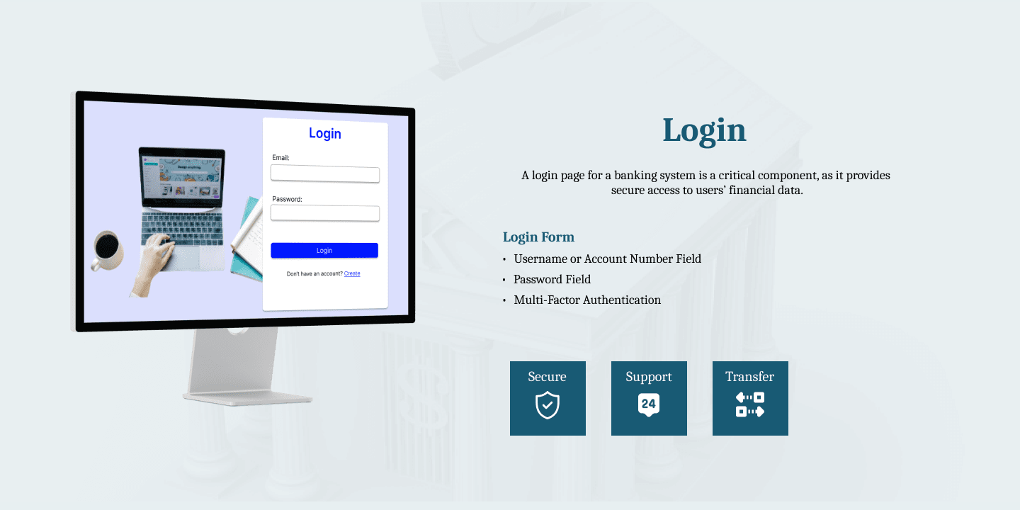 Login page of the Bank Management System developed by a leading web development company in Dubai.