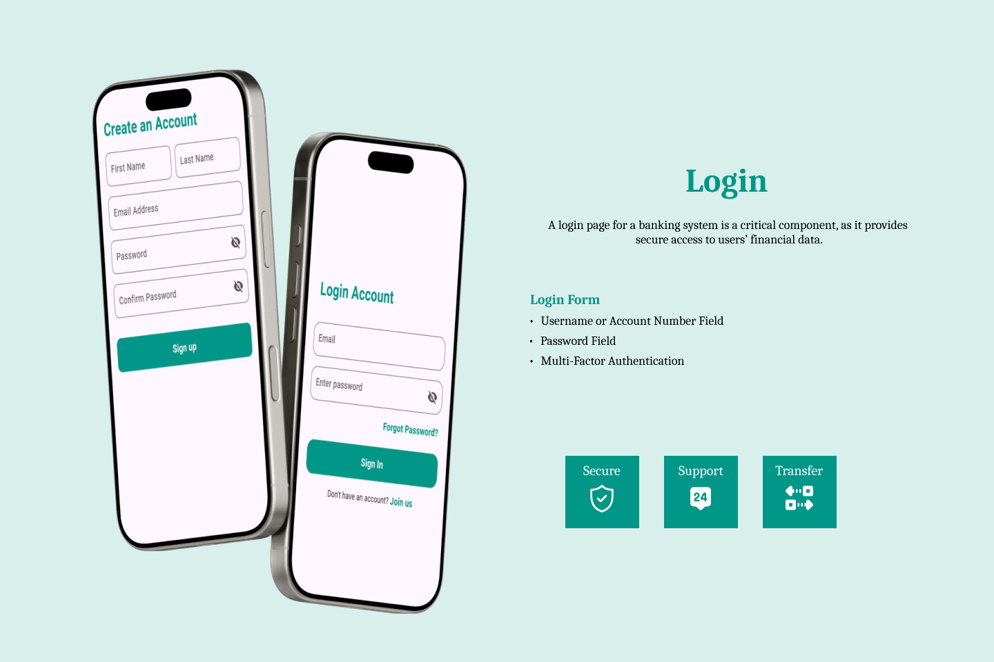 Secure login screen for health care app developed by expert mobile app developers in Dubai, UAE.