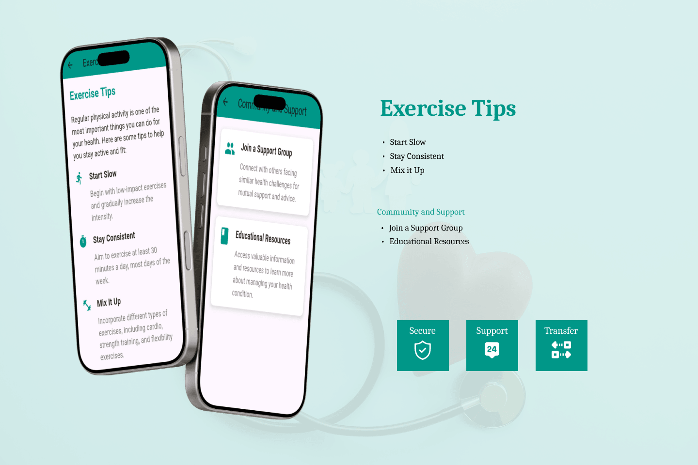 Health care app featuring exercise tips, developed by experienced app developers in Dubai, UAE.